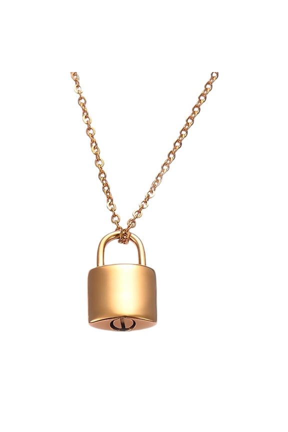 Padlock Cremation Urn Necklace Keepsake Pendant Charm Remembrance Lock Pendant Holder for Jewelry Golden