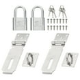 thumbnail image 1 of Padlock Hasp Set, 2Pcs 4 Inch Stainless Steel Door Lock Latch Padlock with Keys and Screws Security Door Clasp Hasp for Outdoor Gate Cabinet Storage, Silver, 1 of 7