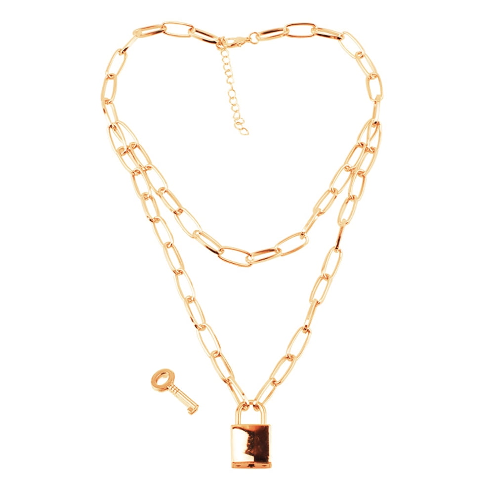 Buy AYESHA Chunky Chain-Link Gold-Toned Lock Pendant Necklace And Bracelet  Set | Shoppers Stop