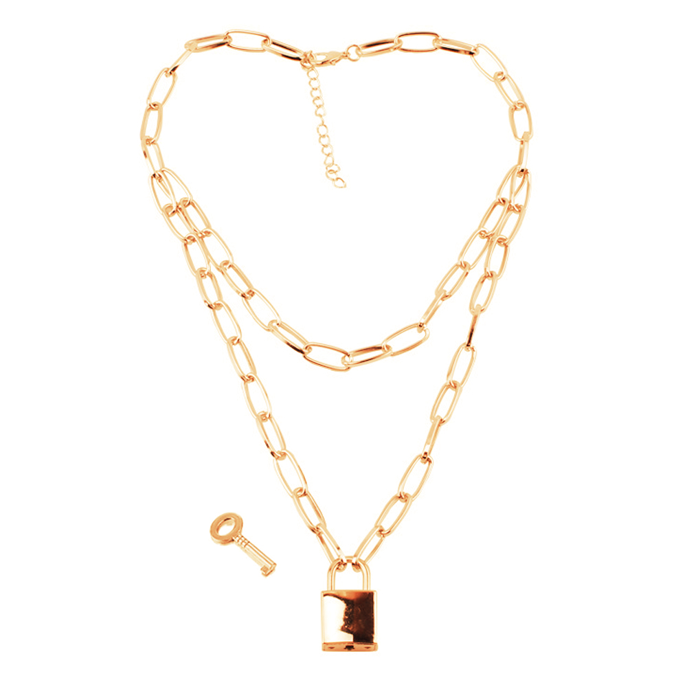 Padlock Necklace Lock Chain for Men Women,Gold