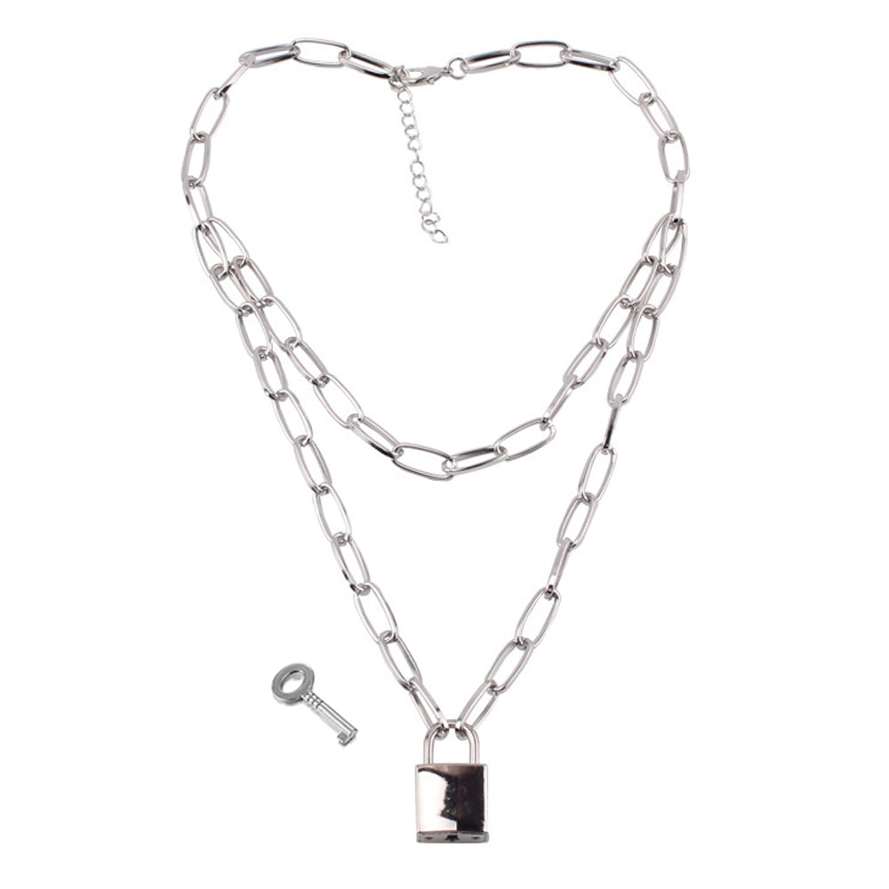 Necklace – Lock and Chain Link Layered - VIEZ