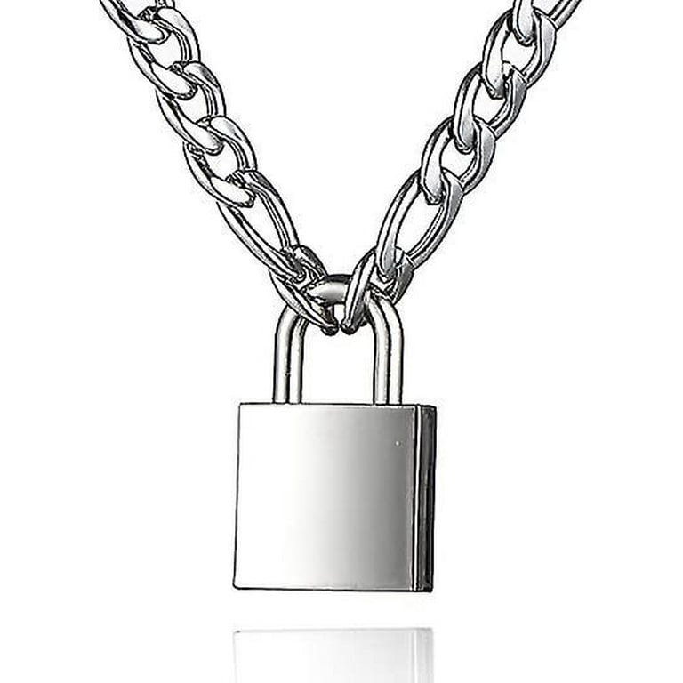 Padlock Necklace Stainless Steel Lock Chain For Men Women Silver Wxt Walmart