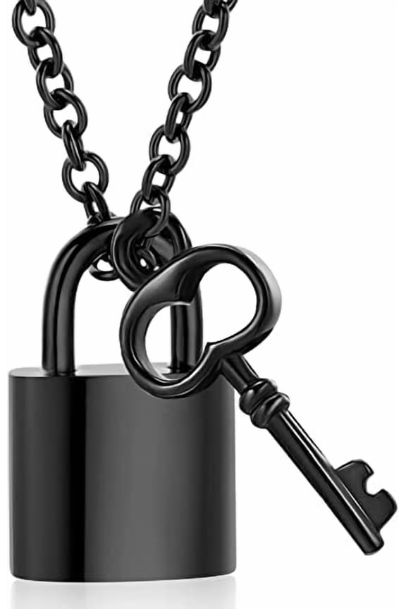 Padlock Necklace Stainless Steel Lock Chain for Men Women Cremation Jewelry for Ashes Urn Necklace Keepsake Memorial Punk Lock Pendant Ashes Holder