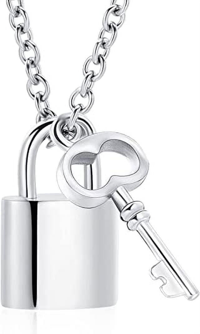 Padlock Necklace Stainless Steel Lock Chain for Men Women Cremation Jewelry  for Ashes Urn Necklace Keepsake Memorial Punk Lock Pendant Ashes Holder