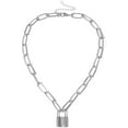 thumbnail image 1 of Padlock Pendant Necklace Charm Silver Cuban Link Chain Gothic Long Chain Choker For Men Women Metal Padlock Chain, 1 of 5