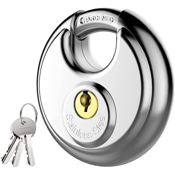 Padlock, Stainless Steel Locker Lock, Heavy Duty Disc Keyed Padlock Waterproof for Warehouse, Gym, Indoor Outdoor Security for Gate, Shed, Fence,Trailers, Tool Box(70mm)