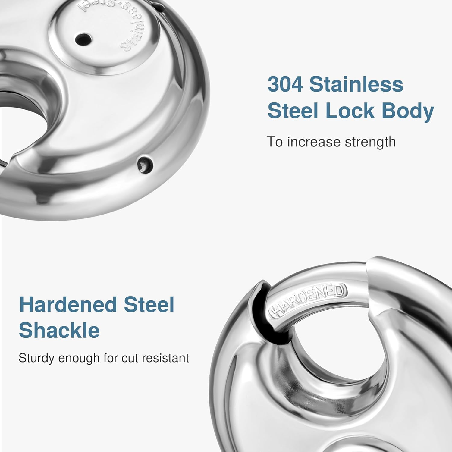 BE-TOOL Stainless Steel Outdoor Padlock Waterproof Lock With 4 Keys, Outdoor Lock For Sheds Storage Unit Warehouses Gardens Silver