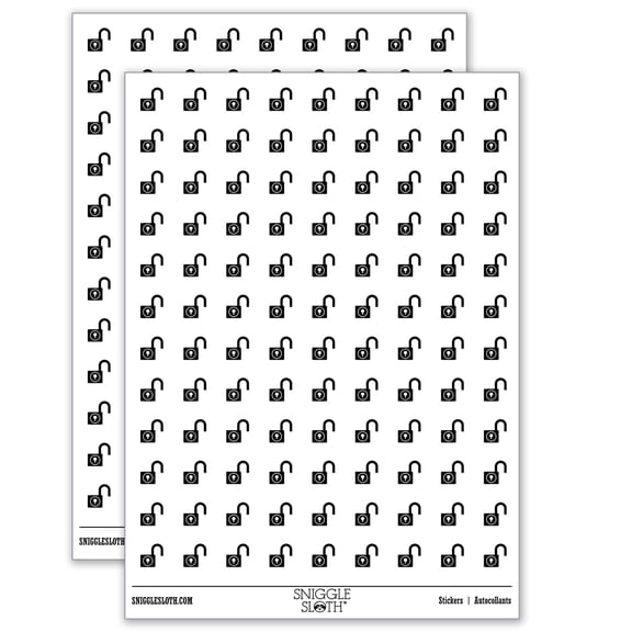 Padlock Unlocked Keyhole Security Symbol 200+ Round Stickers - Matte Finish - 0.50" Size - White