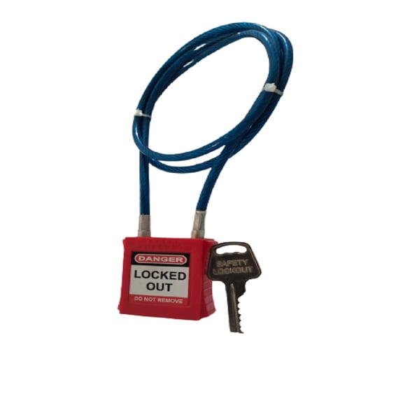 Padlock With Coated Steel PS-LOTO-PWR-38 RED 3.2 X 150mm Pack of 5