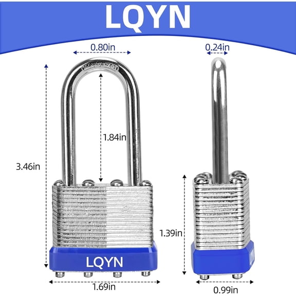 Padlocks with Same Key, 24 Pcs Laminated Keyed Padlock (1-9/16", 40mm), Keyed Alike Locks, Long Shackle, for Storage Locker, Hasp Latch, Toolbox, Sheds