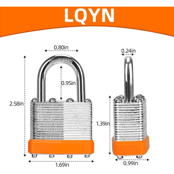 Padlocks with Same Key,  24 Pcs Laminated Keyed Padlock (1-9/16", 40mm), Keyed Alike Locks, Normal Shackle, for Storage Locker, Hasp Latch, Toolbox, Sheds