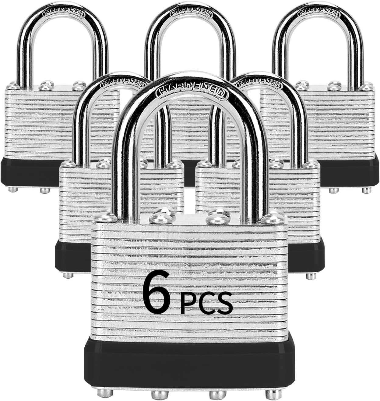 Padlocks with Same Key, 6 Pcs Laminated Keyed Padlock (1-9/16