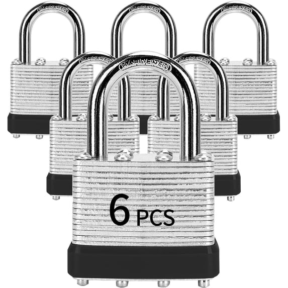 Padlocks with Same Key, 6 count Laminated Keyed Padlock (1-9/16