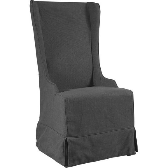 Padma's Plantation Atlantic Beach Solid Wood Wing Dining Chair in Charcoal Linen