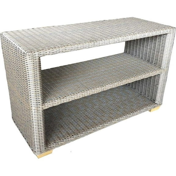 Padma's Plantation Nautilus Wicker Patio Console Table in Kubu Gray