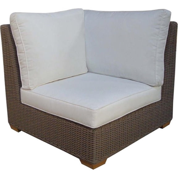 Padma's Plantation Nautilus Wicker Patio Corner Table in Kubu Gray