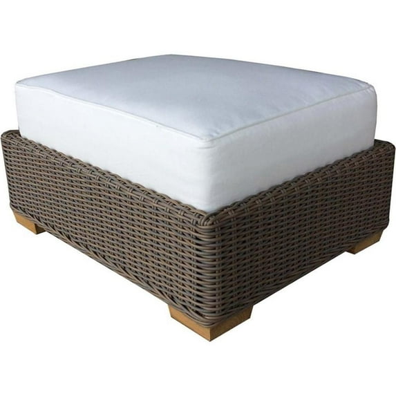 Padma's Plantation Nautilus Wicker Patio Ottoman in Kubu Gray