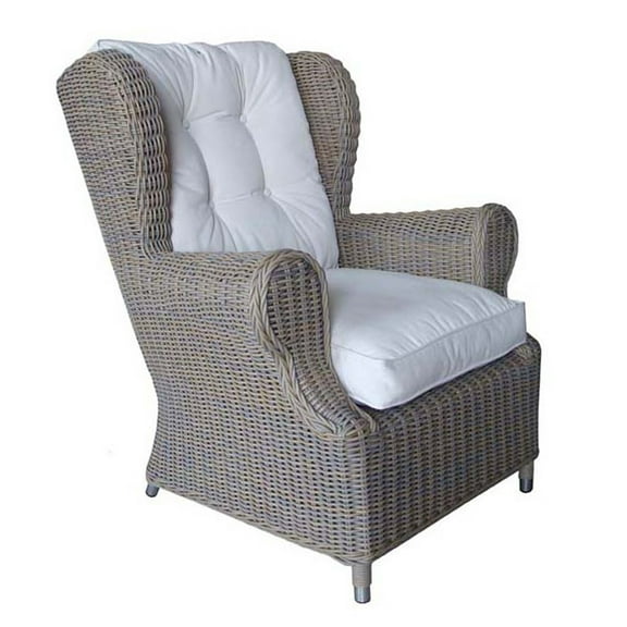 Padma's Plantation Outdoor Wing Chair- Kubu-With White Outdoor Cushion