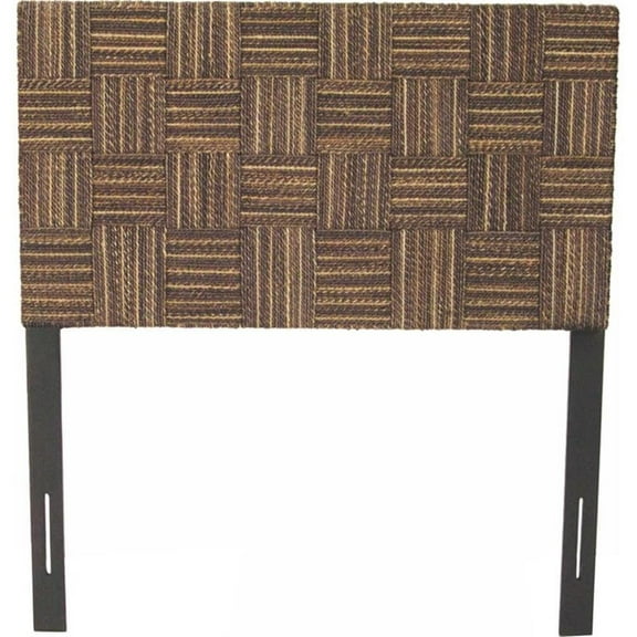 Padma's Plantation Plaid Wood Low Queen Headboard in Natural Abaca Twist