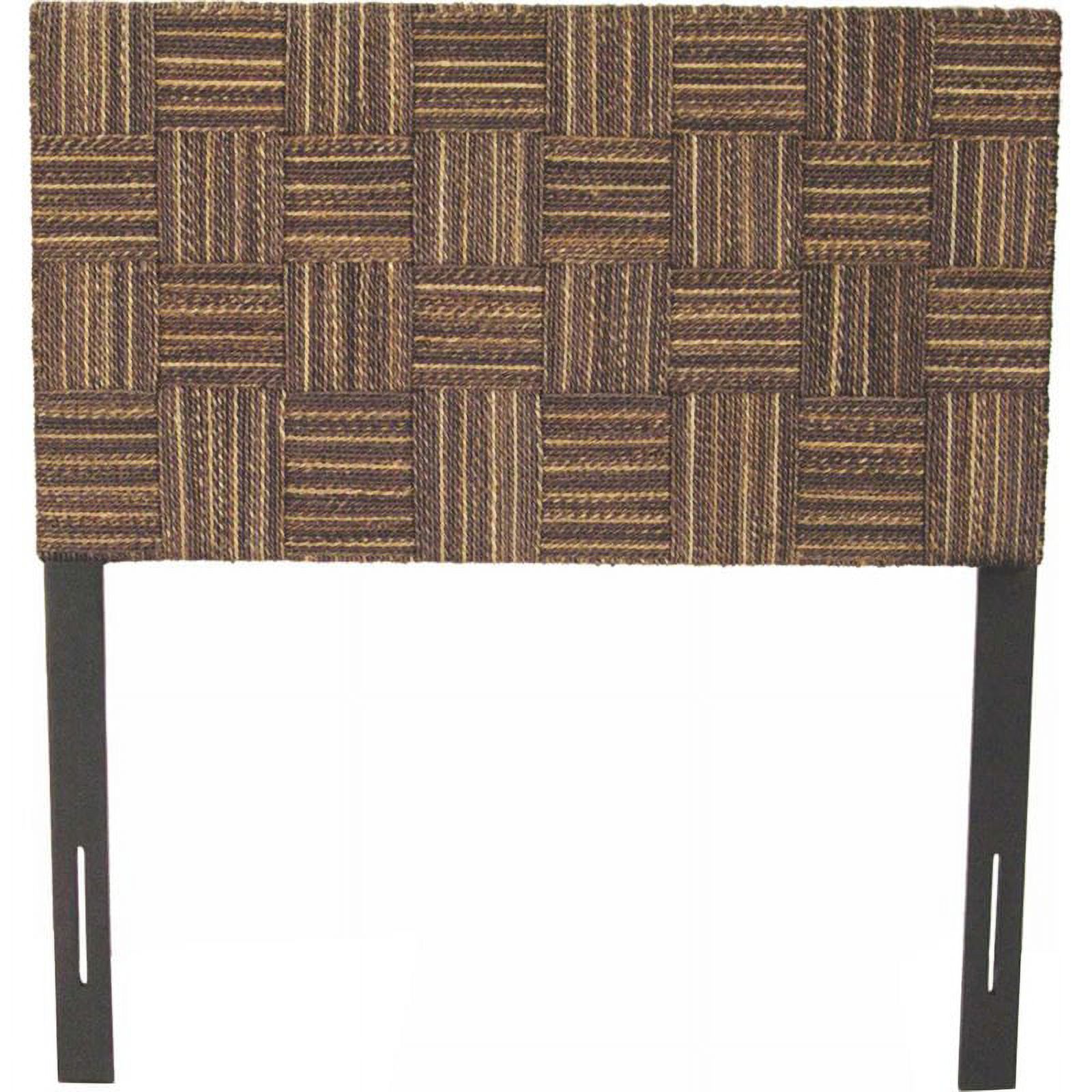 Padma's Plantation Plaid Wood Low Queen Headboard in Natural Abaca