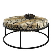 Padma's Plantation Safari Round Coffee Table-Color:Black,Material:Teak