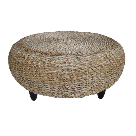 Padma's Plantation Tropical Wood Ottoman in Natural