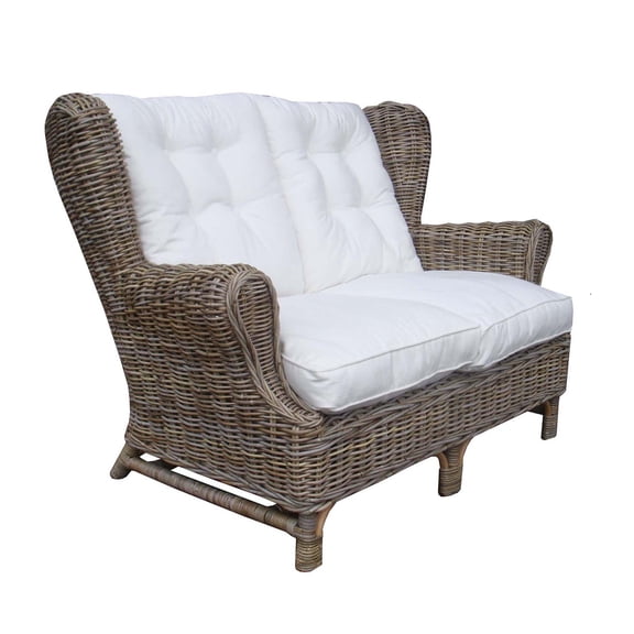 Padma's Plantation Wing Wicker Loveseat in Kubu Gray