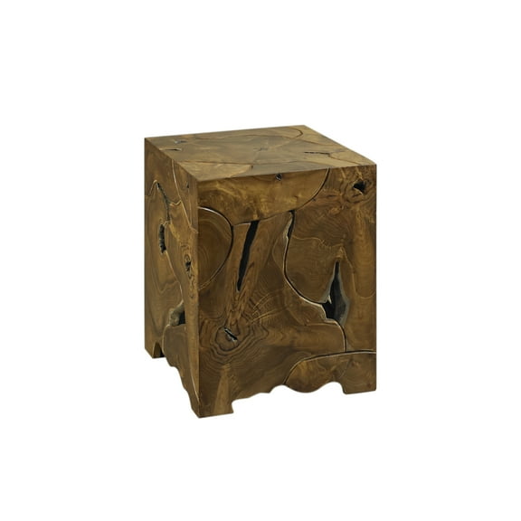 Padma's Plantation Teak Root Tall End Table-Color:Natural,Material:Teak