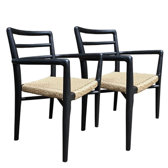 Padma's Plantation Outdoor Viceroy Arm Dining Chair in Naturral
