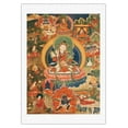 thumbnail image 1 of Padmasambhava as Loden Chogse (Supreme Genius) - Vintage Tibetan Thangka Buddhist Painting - Tibet, 18th Century - Fine Art Rolled Canvas Print 27in x 40in, 1 of 4