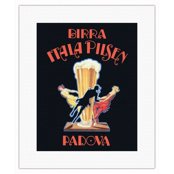 Padova Italian Pilsen Beer (Birra Itala Pilsen) - Vintage Advertising Poster by Leonetto Cappiello c.1920 - Fine Art Rolled Canvas Print 11in x 14in