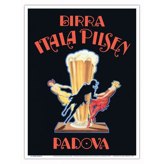 Padova Italian Pilsen Beer (Birra Itala Pilsen) - Vintage Advertising Poster by Leonetto Cappiello c.1920 - Master Art Print (Unframed) 9in x 12in