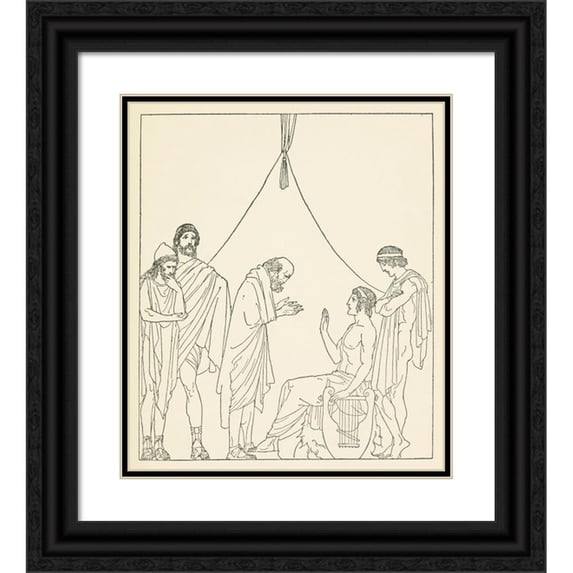 Padraic Colum 12x14 Black Ornate Wood Framed Double Matted Museum Art Print Titled: The Children's Homer Pl 16 (1918)