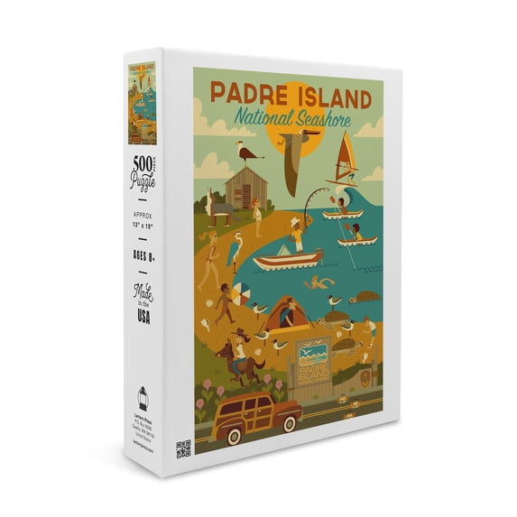 Padre Island National Seashore, Texas, Geometric (19x27 inches, Premium 500 Piece Jigsaw Puzzle for Adults and Family, Made in USA)