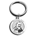thumbnail image 1 of Padre Pio Religious Engravable Keychain - 1 1/4 Inch X 1 1/4 Inch Round - Sterling Silver, 1 of 1
