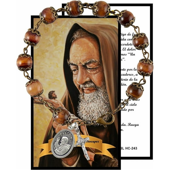 Pendentif Médaille Saint Padre Pio En Argent 925 Oxydé - France