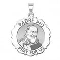 thumbnail image 1 of Padre Pio Scalloped Round Religious Medal  - 3/4 inch Size of a Nickel -Sterling Silver, 1 of 2