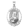 thumbnail image 1 of Padre Pio - Scallopped OVAL  - 2/3 X 3/4 Inch Size of Nickel, Sterling Silver, 1 of 1