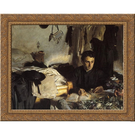 Padre Sebastiano 23x20 Gold Ornate Wood Framed Canvas Art by Sargent, John Singer