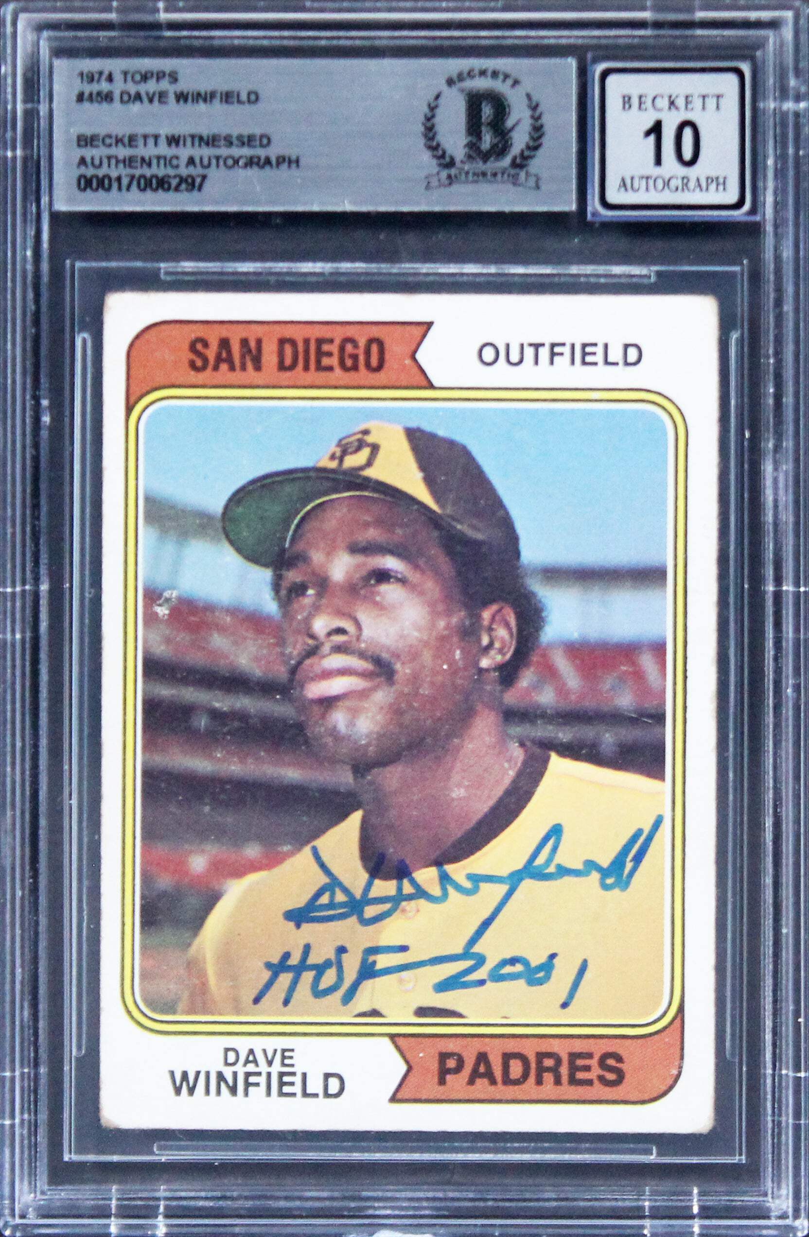 Padres Dave Winfield "HOF 2001" Signed 1974 Topps 456 Card Auto 10