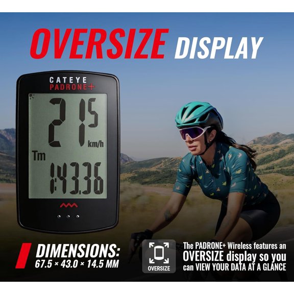 Padrone Plus Bike Computer  Oversized Display Cyclocomputer, Wireless Speed Tracking for Cyclists, FlexTight Mount, Automatic Start/Stop, Backlight Display with Night Mode$$Other