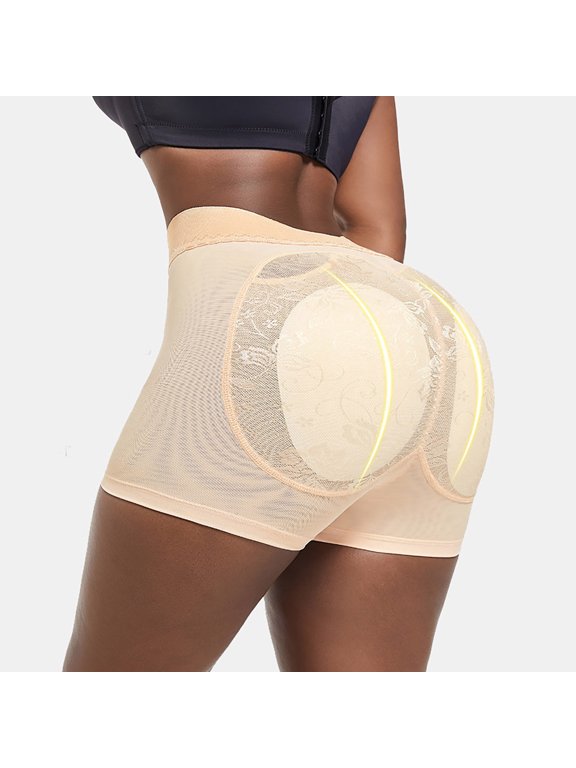 Pads Control Panties for Women Bigger Fake Butt Lifter Body Shaper Waist Trainer Shapewear Hip Enhancer Underwear (White,S)