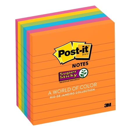 Pads In Rio De Janeiro Colors, Lined, 4 X 4, 90-Sheet Pads, 6/pack | Bundle of 5