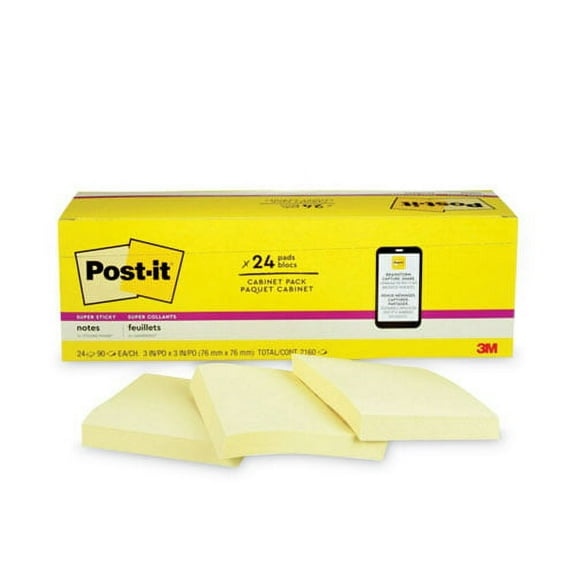 Pads in Canary Yellow, Cabinet Pack, 3" x 3", 90 Sheets/Pad, 24 Pads/Pack | Bundle of 2 Packs