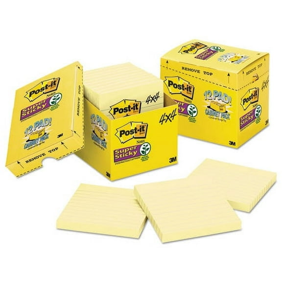 Pads in Canary Yellow, Cabinet Pack, Note Ruled, 4" x 4", 90 Sheets/Pad, 12 Pads/Pack | Bundle of 2 Packs