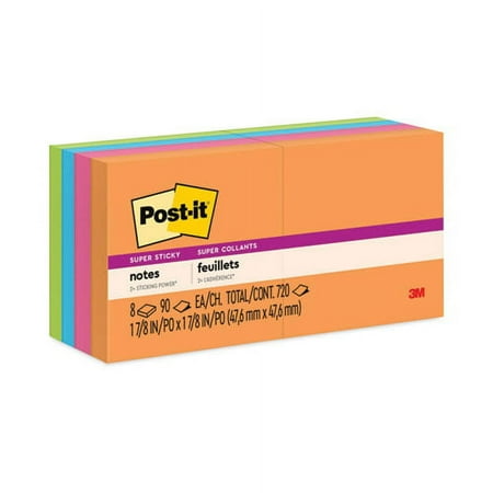 Pads in Energy Boost Collection Colors, 2" x 2", 90 Sheets/Pad, 8 Pads/Pack | Bundle of 10 Packs