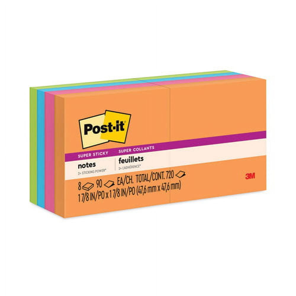 Pads in Energy Boost Collection Colors, 2" x 2", 90 Sheets/Pad, 8 Pads/Pack | Bundle of 2 Packs