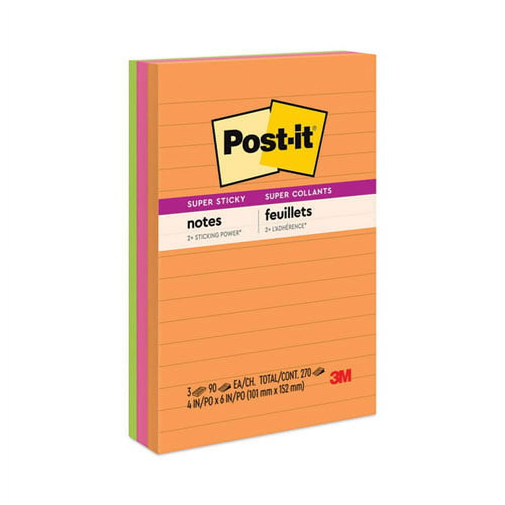 Pads in Energy Boost Collection Colors, Note Ruled, 4" x 6", 90 Sheets/Pad, 3 Pads/Pack | Bundle of 10 Packs