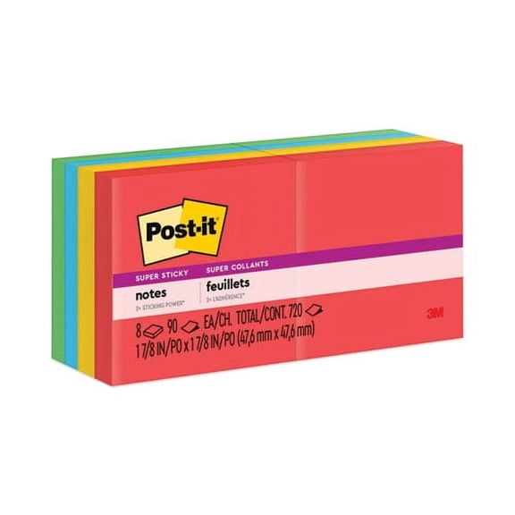 Pads in Playful Primary Collection Colors, 2" x 2", 90 Sheets/Pad, 8 Pads/Pack | Bundle of 10 Packs