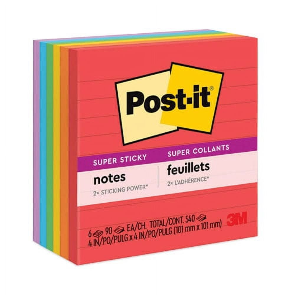 Pads in Playful Primary Collection Colors, Note Ruled, 4" x 4", 90 Sheets/Pad, 6 Pads/Pack | Bundle of 2 Packs